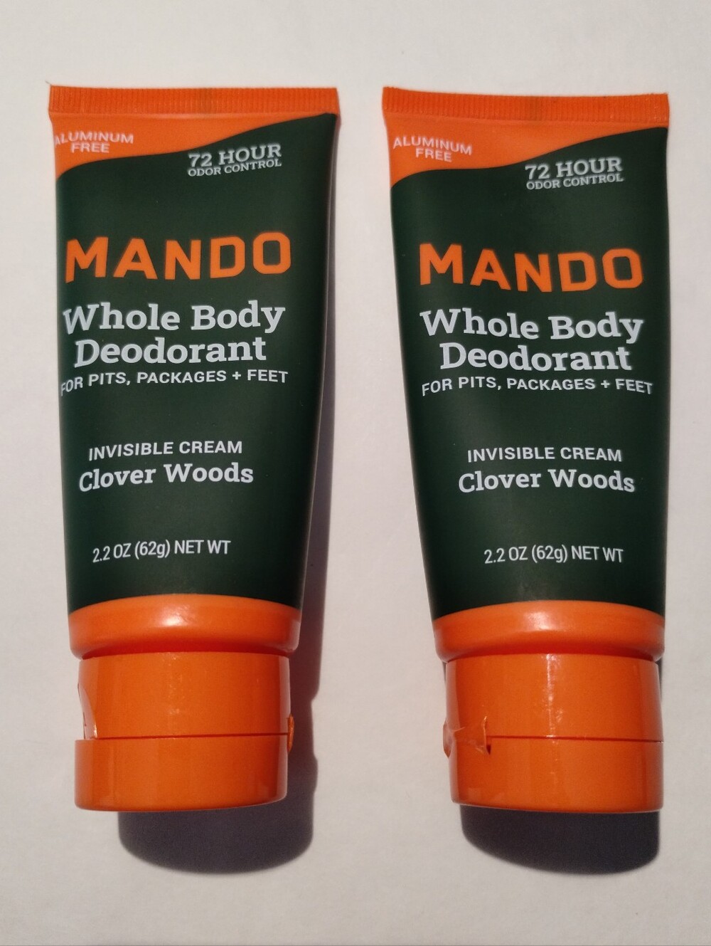 Mando Whole Body Deodorant Invisible Cream CLOVER WOODS 2.2 oz LOT OF 2 NEW